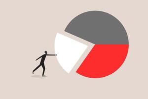 Businessman bring arrange pie chart as rebalancing investment portfolio to suitable for risk and return. concept of Investment asset allocation and rebalance vector