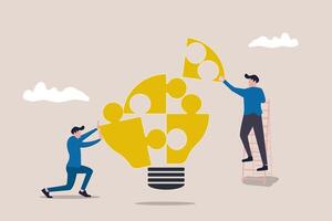 Businessman support coworker for success. concept of Partnership help team to get solution and win together, success teamwork or support to develop new idea, cooperate or collaborate, companion vector