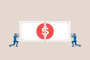 Businessman solving money jigsaw. concept of Wealth management, solve money problem, and planning and strategy for success investment vector