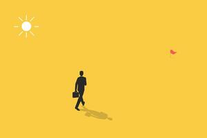 Businessman walking to next level. creative solution, goal, success, stereotype, concept. Symbol of challenge vector