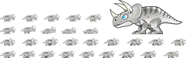 Triceratops Animated Dinosaur Game Character Sprite vector