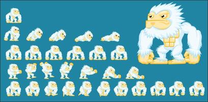 Yeti Ice Climber Animated Game Character Sprite vector