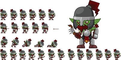 Orc Archer Fantasy RPG Animated Game Character Sprite vector