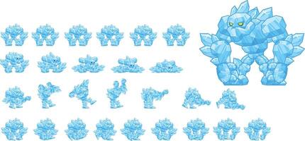 Ice Golem Fantasy RPG Animated Game Character Sprite vector