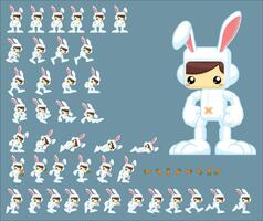 Bunny Boy Fantasy Animated Game Character Sprite vector