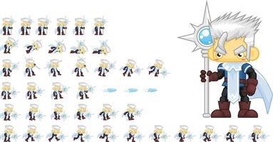 Ice Wizard Fantasy RPG Animated Game Character Sprite vector