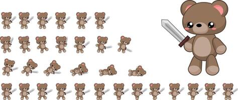 Bear Knight Fantasy Animated Game Character Sprite vector