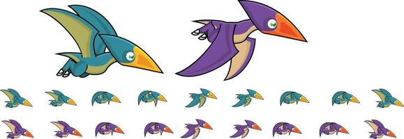 Pteranodon Animated Dinosaur Game Character Sprite vector