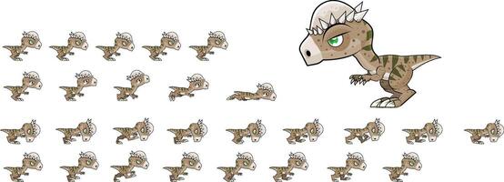 Pachycephalosaurus Animated Dinosaur Game Character Sprite vector