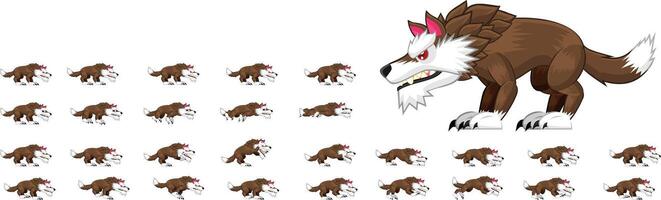 Wolf Animated Monster Game Character Sprite vector
