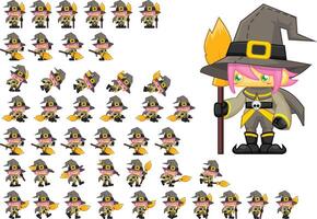 Witch Fantasy RPG Animated Game Character Sprite vector