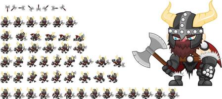 Viking Fantasy RPG Animated Game Character Sprite vector
