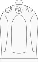 a black and white drawing of a lantern dome with a crescent and stars vector