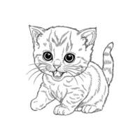 A kitten coloring page with a big smile vector