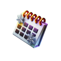 3D Render of a Winter Calendar Icon with Snowflakes png