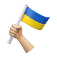 3D Render of a Hand Holding a Ukrainian Flag png