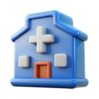 3D Render of a Cute Cartoon hospital building png