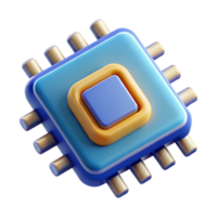 3D Render of a Colorful microchip png