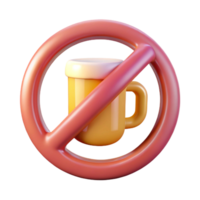 3D Render of No Alcohol Sign png