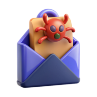 3D Render of a Cute Cartoon Spider in an Envelope png