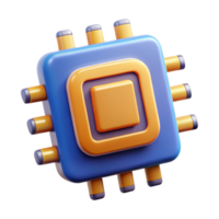 3D Render of a Colorful Microchip Icon png
