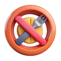 3D Render of No Food Icon Dietary Restrictions png