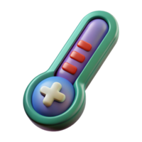 3D Render of a Cartoon Thermometer with a Plus png