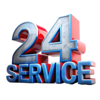 24 7 Service Bold 3D Render of 24 Hour png