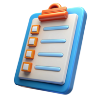 3D Render of a Checklist Clipboard App Icon png