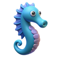 Adorable 3D Render of a Cartoon Seahorse png