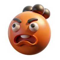 3D Render of an Angry Orange Emoticon with png