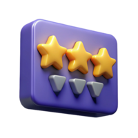 3D Render of a Three-Star Rating System png