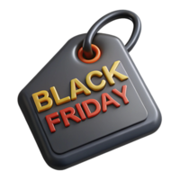 3D Render of Black Friday Sale Tag with Gold png
