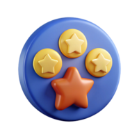 3D Render of Four Stars on a Round Button - User png