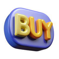 3D Render of a Buy Button with Glossy Yellow png
