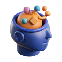 Abstract 3D Render of a Head with Colorful Ideas png