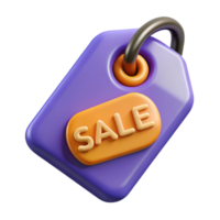 3D Render of Purple Sale Tag with Orange Label png