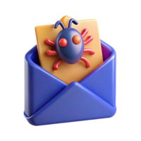3D Render of a Bug in an Email Envelope - Cyber png