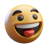 3D Render of a Laughing Emoji with Tongue Out png