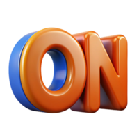 3D Render of the Word ON in Orange and Blue png