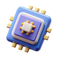 3D Render of a Colorful Microchip Icon - png