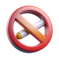 3D Render of No Smoking Sign - Red Circle with png