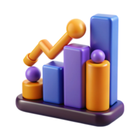 3D Render of Upward Trending Bar Graph Showing png