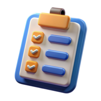 3D Render of a Checklist Clipboard App Icon png