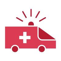Medical and healthcare icon in red. Ambulance red solid icon. vector