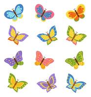Medium set of flying colorful butterflies. Collection of butterflies for design. vector