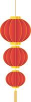 Three Levels of Circle Red Chinese Lantern with Gold Rope vector
