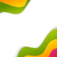 bright advertisement background with free space, yellow blue pink and blue 3d paper cutout layers vector