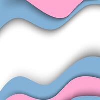 Abstract colored paper texture background. Minimal paper cut composition with layers of geometric shapes and lines in pastel pink and light blue colors. Top view, copy space vector