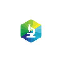green blue triangle pattern hexagonal a microscope icon on white background vector